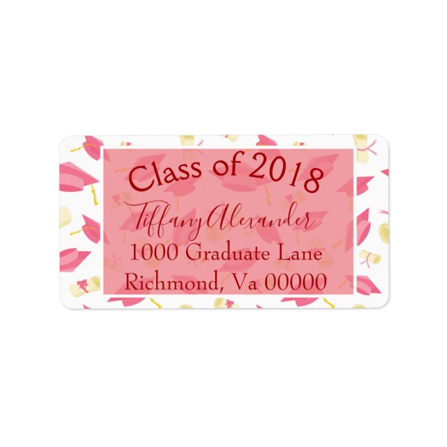 Pink and White Graduation Label (Front)