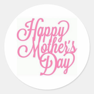 Pink and White Happy Mother's Day Classic Round Sticker