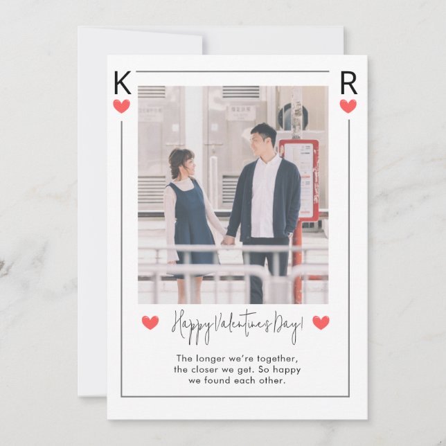 Pink and White Happy Valentine day Holiday Card (Front)