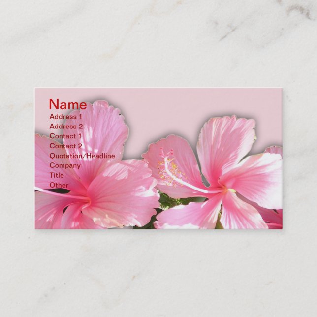 Pink and White Hawaiian Hibiscus Business Card (Front)