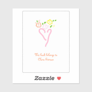 Pink and White Heart Bookplate