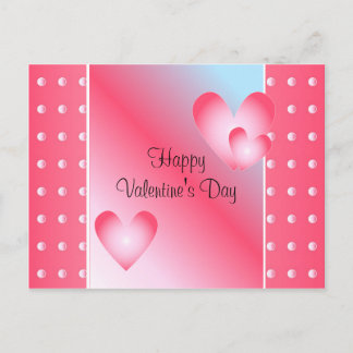 Pink and white heart holiday postcard