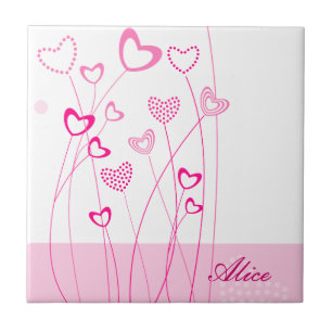 Pink and white Heart shaped flowers garden with a Ceramic Tile