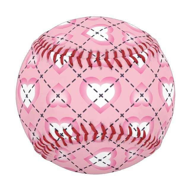 Pink and White Hearts Argyle Baseball (Back)