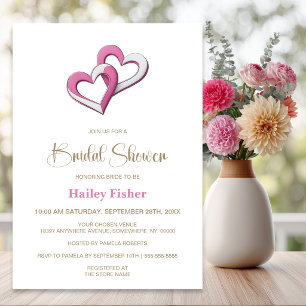 Pink and White Hearts Bridal Shower Invitation