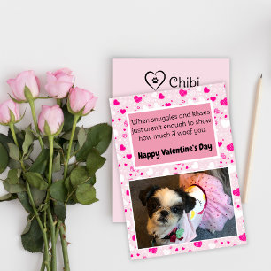 Pink and White Hearts Cute Dog Valentine’s Day Holiday Card