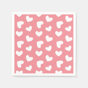 Pink and White Hearts Napkin