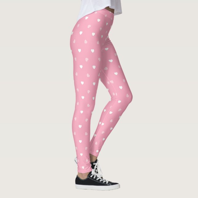 Pink and White Hearts on Pink Leggings (Right)