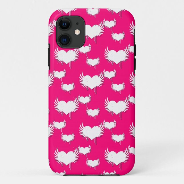 Pink and White Hearts Pattern Case-Mate iPhone Case (Back)