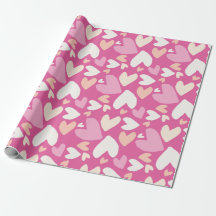 Pink and White Hearts Valentines Wrapping Paper