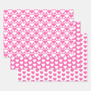 Pink and White Hearts Wrapping Paper Sheet