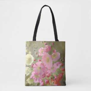 Pink and White Hollyhocks by Anthonore Christensen Tote Bag