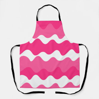 Pink and white horizontal waves pattern  apron
