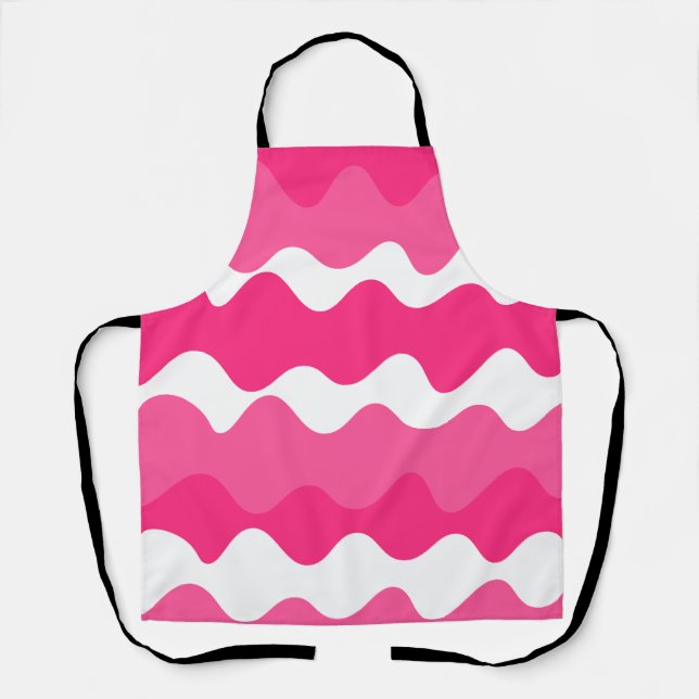 Pink and white horizontal waves pattern  apron (Front)