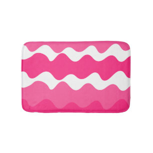 Pink and white horizontal waves pattern  bath mat