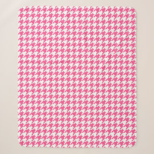 Pink and White Houndstooth Check Sherpa Blanket