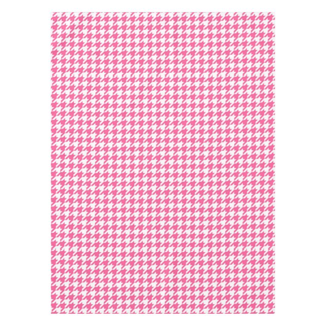 Pink and White Houndstooth Check Tablecloth (Front)