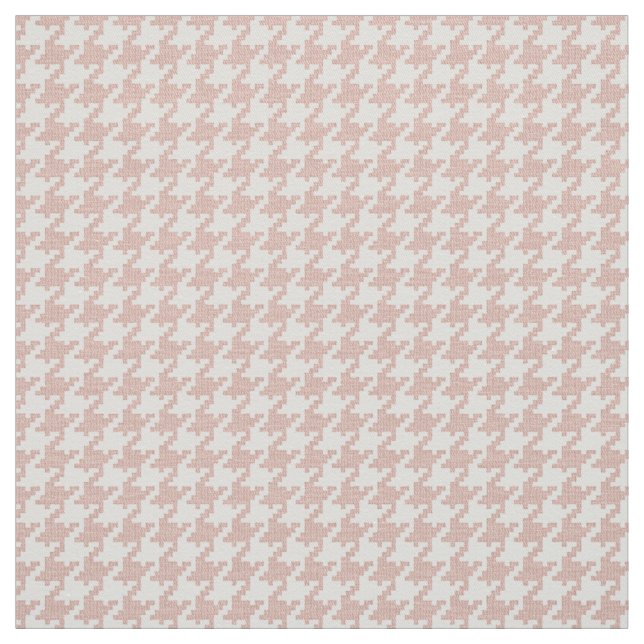 Pink and White Houndstooth Geometric Pattern Fabric (Swatch)
