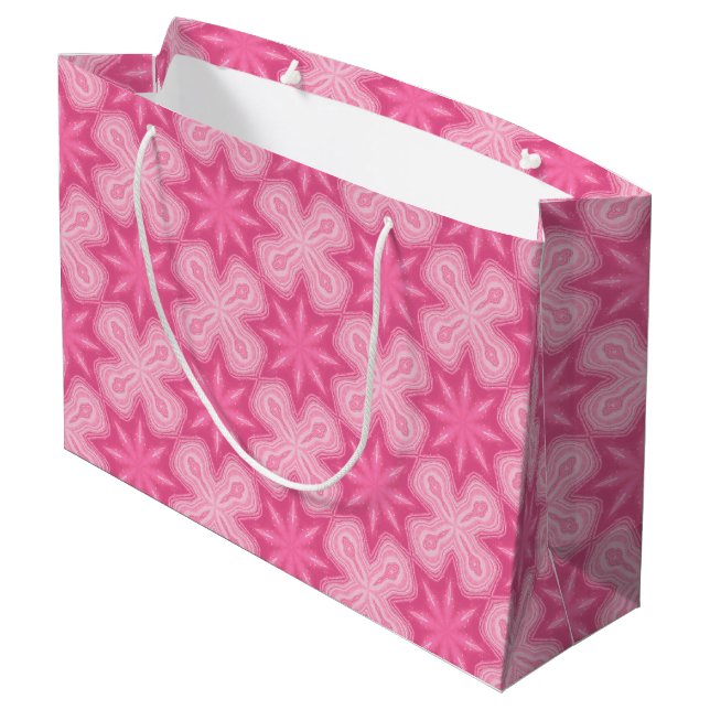 Pink And White Large Gift Bag (Back Angled)