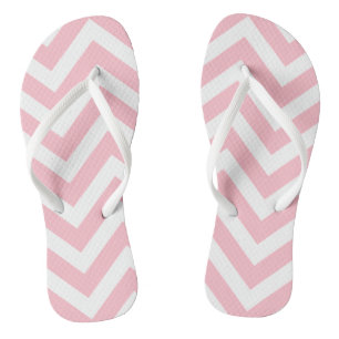 Pink and White Large Size Chevron Stripes Thongs