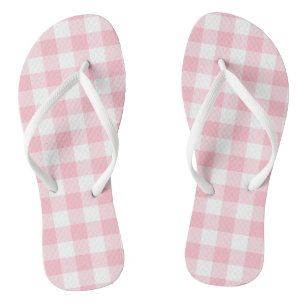 Pink and White Large Size Gingham Checks Thongs