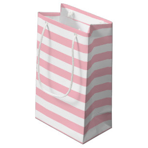 Pink and White Large Size Horizontal Stripes Small Gift Bag