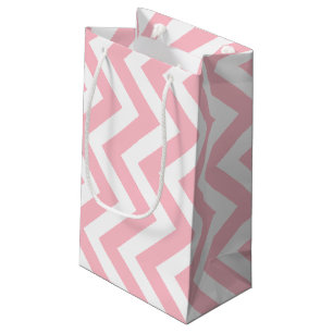 Pink and White Large Size Vertical Chevron Small Gift Bag