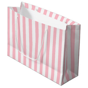Pink and White Large Size Vertical Stripes Gift Bag