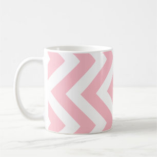 Pink and White Large Vertical Chevron Pattern Coffee Mug