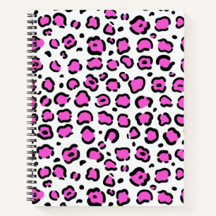 Pink and White Leopard Print Notebook