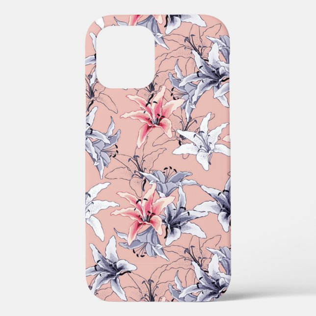 Pink and white Lillies pattern Case-Mate iPhone Case (Back)