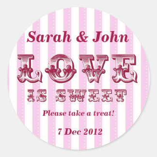 Pink and white Love is sweet Candy Buffet Sticker