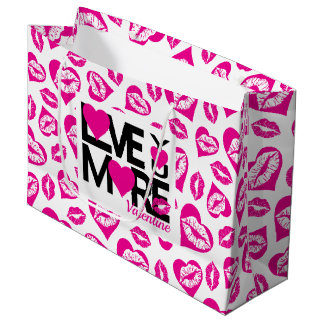 Pink and White Love You More Large Gift Bag