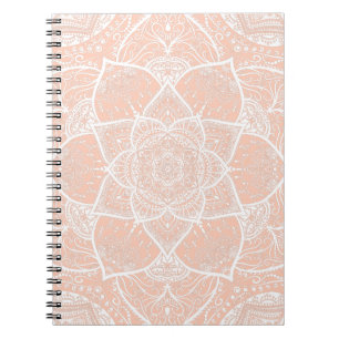 Pink and White Mandala - Loergann in Apricot Notebook