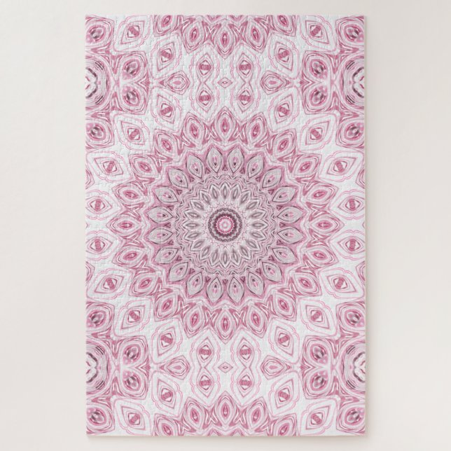 Pink and White Mandala Pattern Design Jigsaw Puzzle (Vertical)