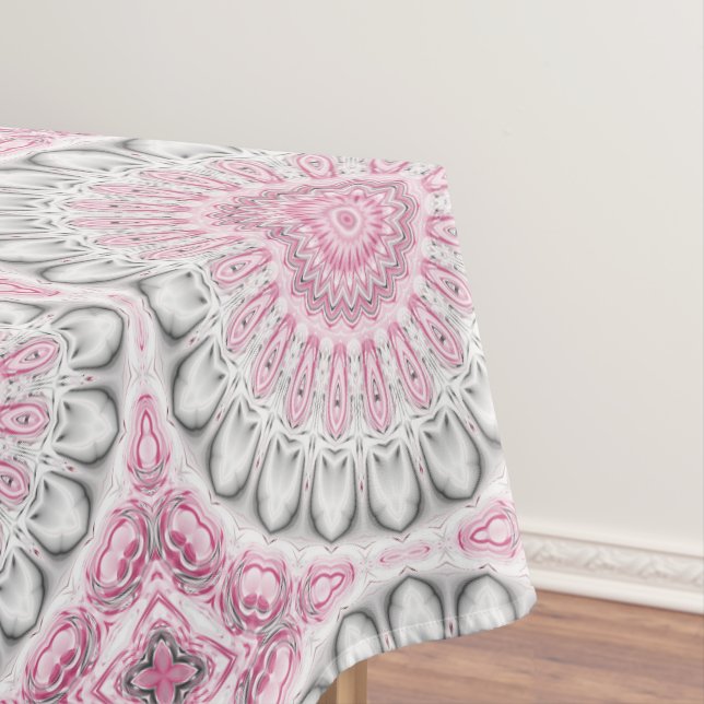Pink and White Mandala Pattern Design Tablecloth (In Situ)