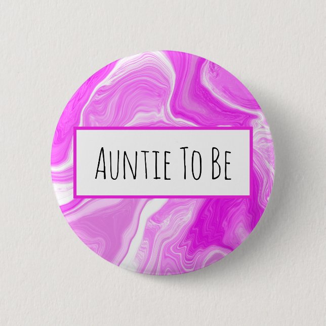 Pink and White Marble Auntie to be Baby Shower    6 Cm Round Badge (Front)