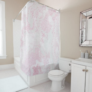 Pink and White Marble Shower Curtain