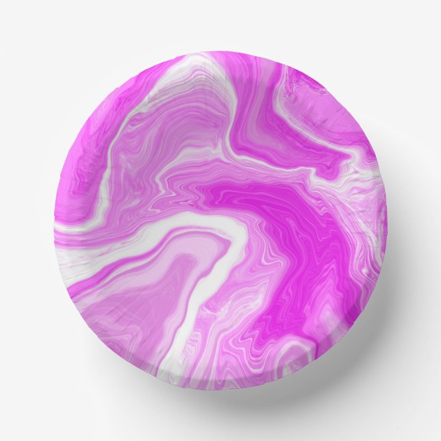 Pink and White Marble Swirls    Paper Plate (Front)