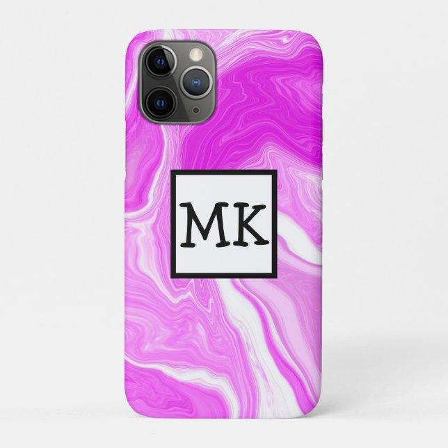 Pink and White Marble Swirls Personalised  Case-Mate iPhone Case (Back)