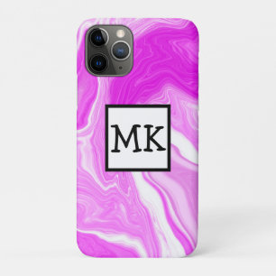 Pink and White Marble Swirls Personalised   iPhone 11 Pro Case