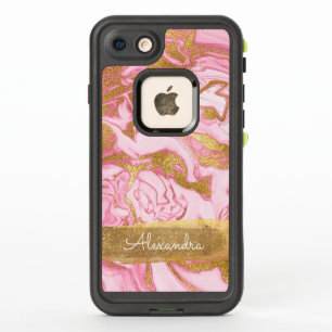 Pink and White Marble with Gold Foil and Glitter