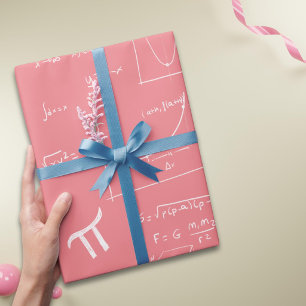 Pink and White Mathematic Formulas and Equations Wrapping Paper