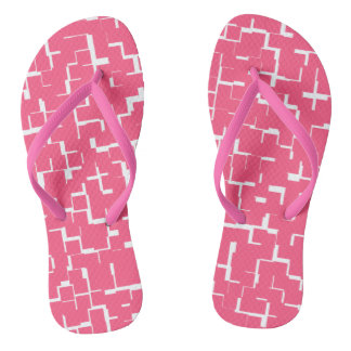 Pink and white Maze, Pair of Flip Flops, yoga Thongs