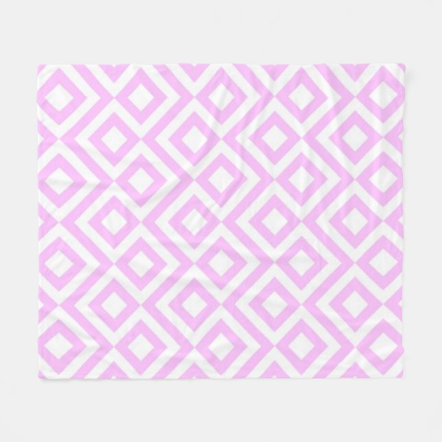 Pink and White Meander Fleece Blanket (Front (Horizontal))