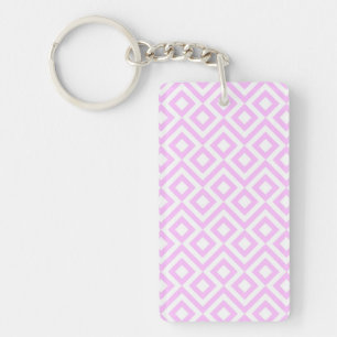 Pink and White Meander Key Ring