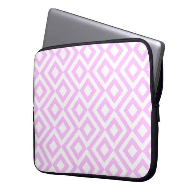 Pink and White Meander Laptop Sleeve (Front Left)