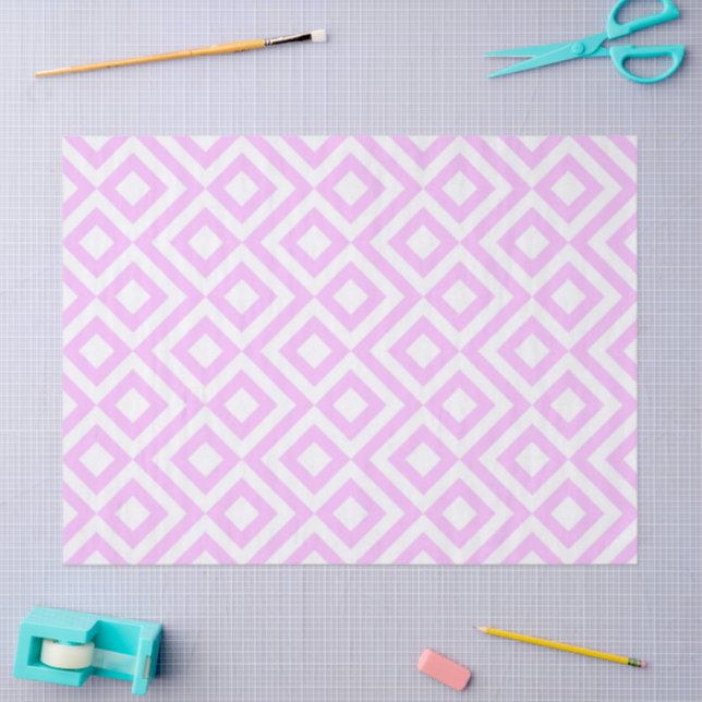 Pink and White Meander Tissue Paper (Craft)
