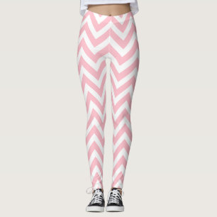 Pink and White Medium Size Chevron Leggings