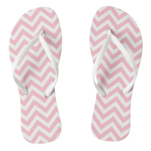 Pink and White Medium Size Chevron Stripes Thongs